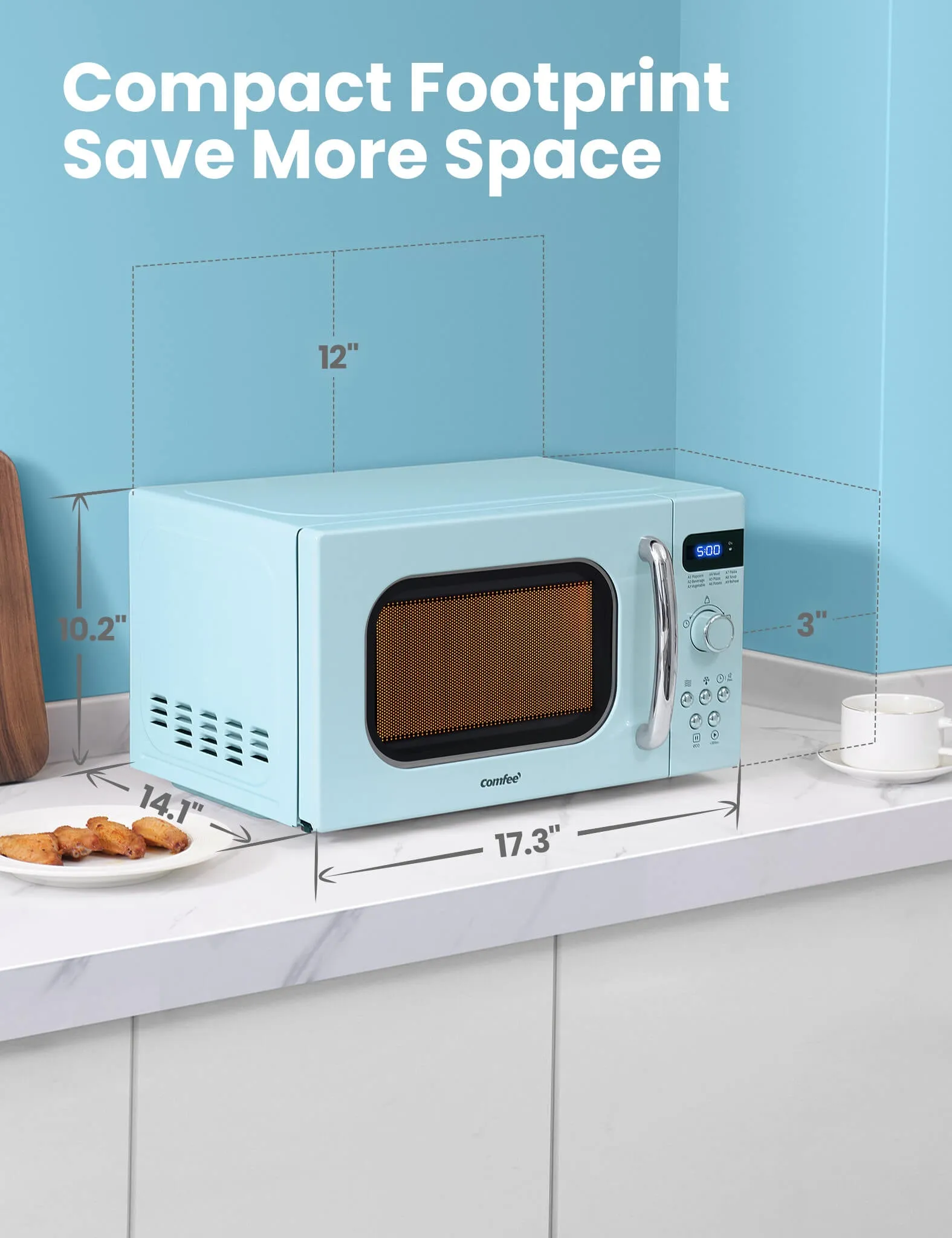 0.7 Cu.ft Retro Microwave Oven - Pastel Green