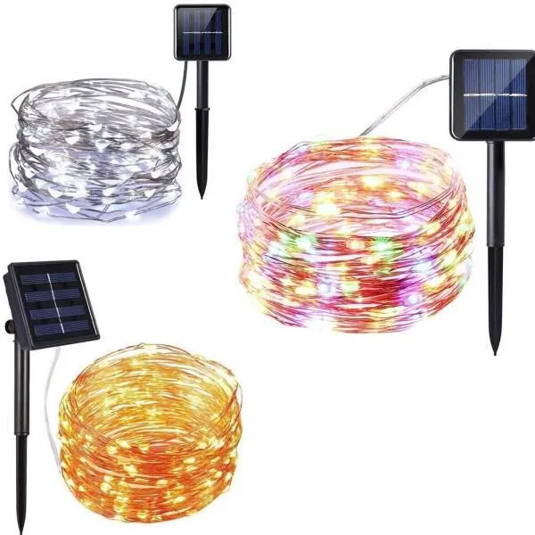 100Led 10M Copper Wire Solar Powered Lighting Lamps for Christmas tree Outdoor Party Garden Decor