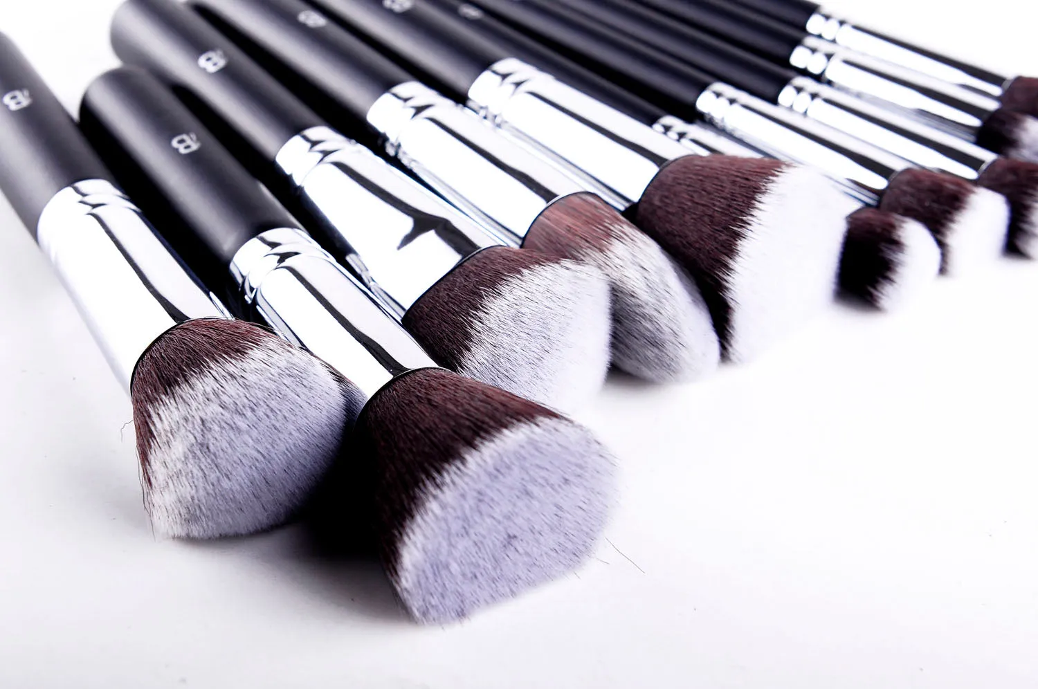 10pc Black & Silver Makeup Brush Set With Optional Butterfly Palette