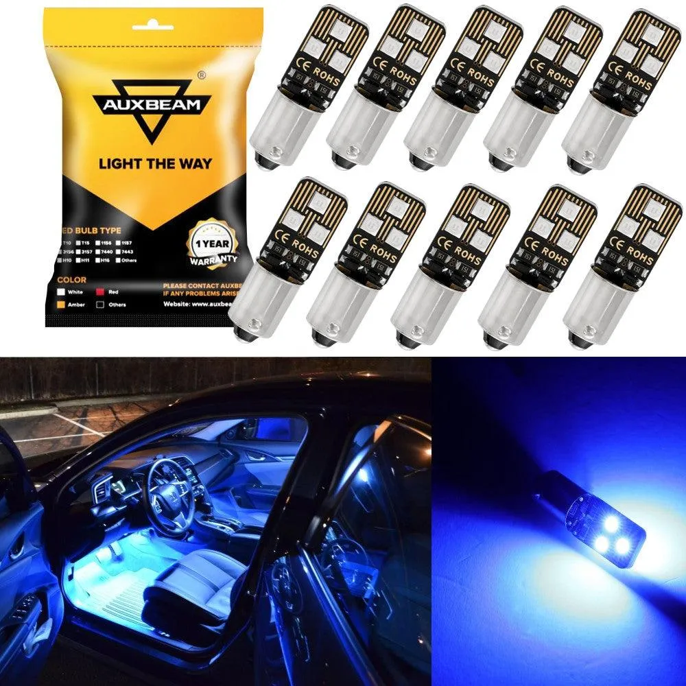 10PCS Blue Light BA9S BA9 1895 1891 53 57 LED Bulbs for Car Interior Dome Map License Plate Glove Box Light etc