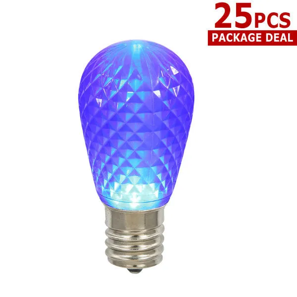 10PK - 0.96W 11S14 Faceted Purple LED Replacement Christmas Light Bulb