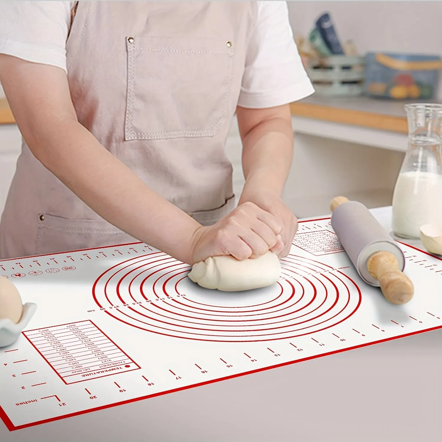 1pc NonSlip Silicone Baking Mat  Measurement Counter Dough Rolling Pie Crust Mats