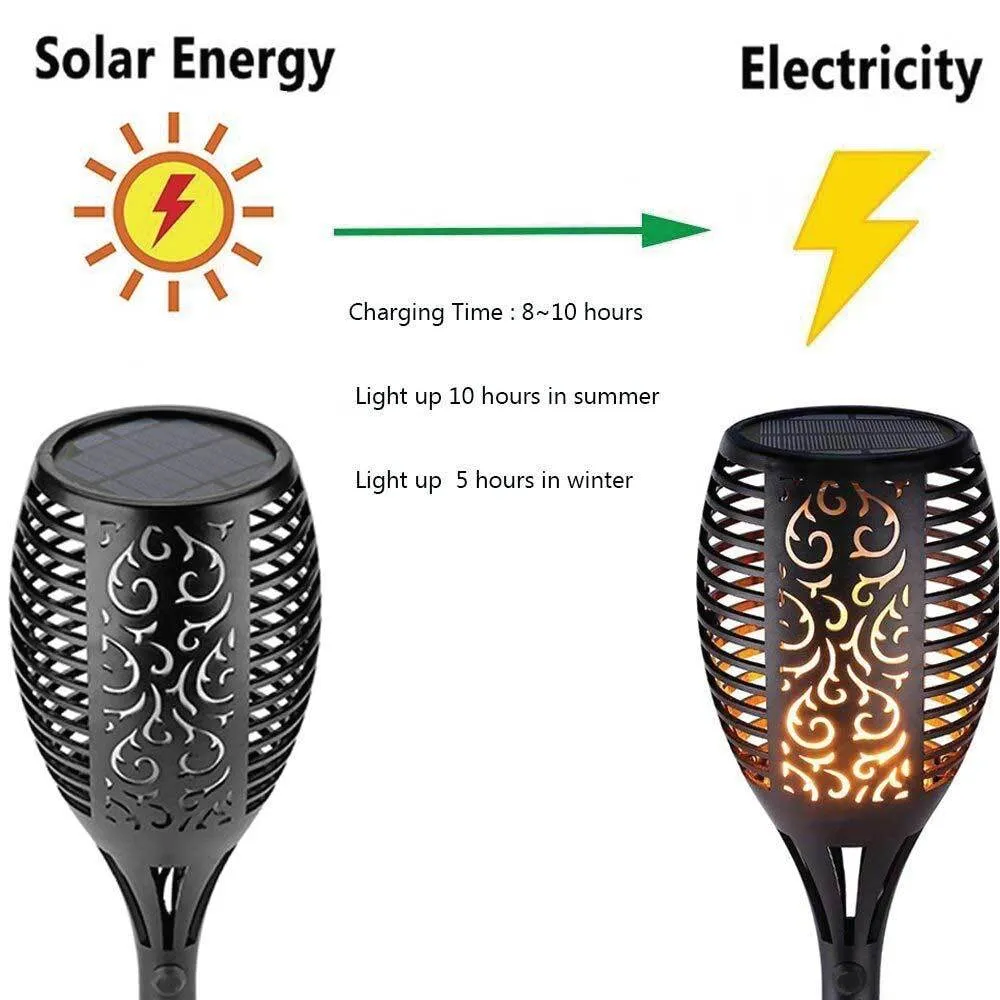 1x Solar Garden LED Torch Outdoor Flame Dancing Flickering Light Tiki Auto Lamp