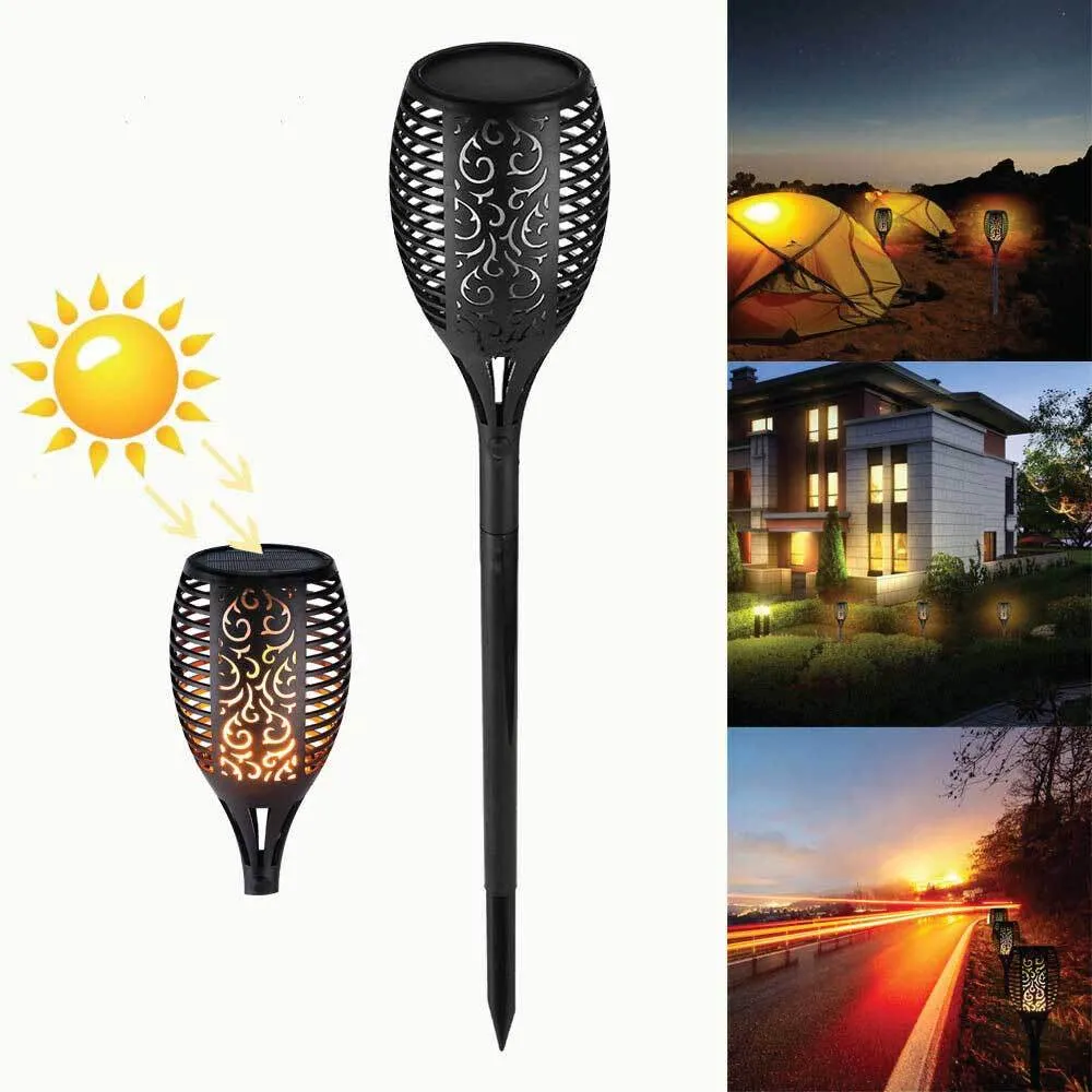 1x Solar Garden LED Torch Outdoor Flame Dancing Flickering Light Tiki Auto Lamp