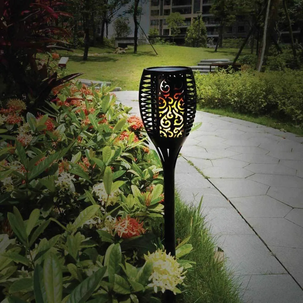 1x Solar Garden LED Torch Outdoor Flame Dancing Flickering Light Tiki Auto Lamp