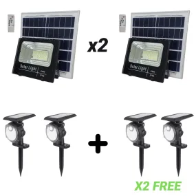 2 60W Solar Flood Lights 6000 Lumens   4 36 LED Solar Spotlights