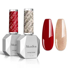 2 Pack 15ml Gel Nail Polish (Gold and Red)