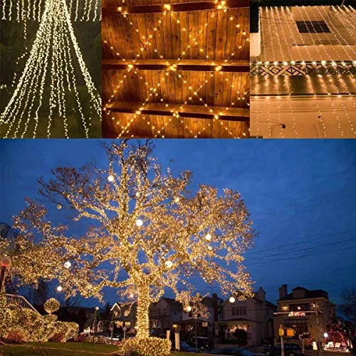 2 Pack Solar Christmas Lights Outdoor Waterproof, 144FT 400LED Solar Fairy LED String Lights with Copper Wire 8 Modes, Solar Twinkle Lights for Xmas Tree Garden Party Wedding Decor (Warm White)