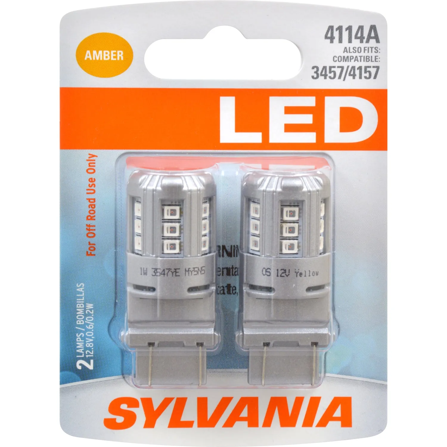 2-PK SYLVANIA 4114 Amber LED Automotive Bulb