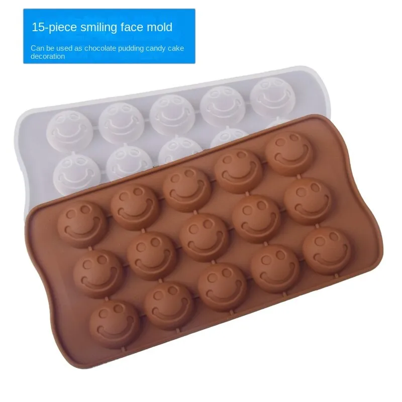 2pc Silicone Mold 15-Piece Smiling Face Chocolate Candy Decorative Cake Baking Pudding Ice Tray