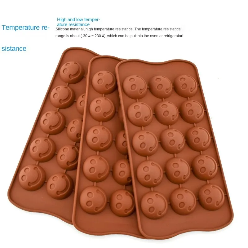 2pc Silicone Mold 15-Piece Smiling Face Chocolate Candy Decorative Cake Baking Pudding Ice Tray