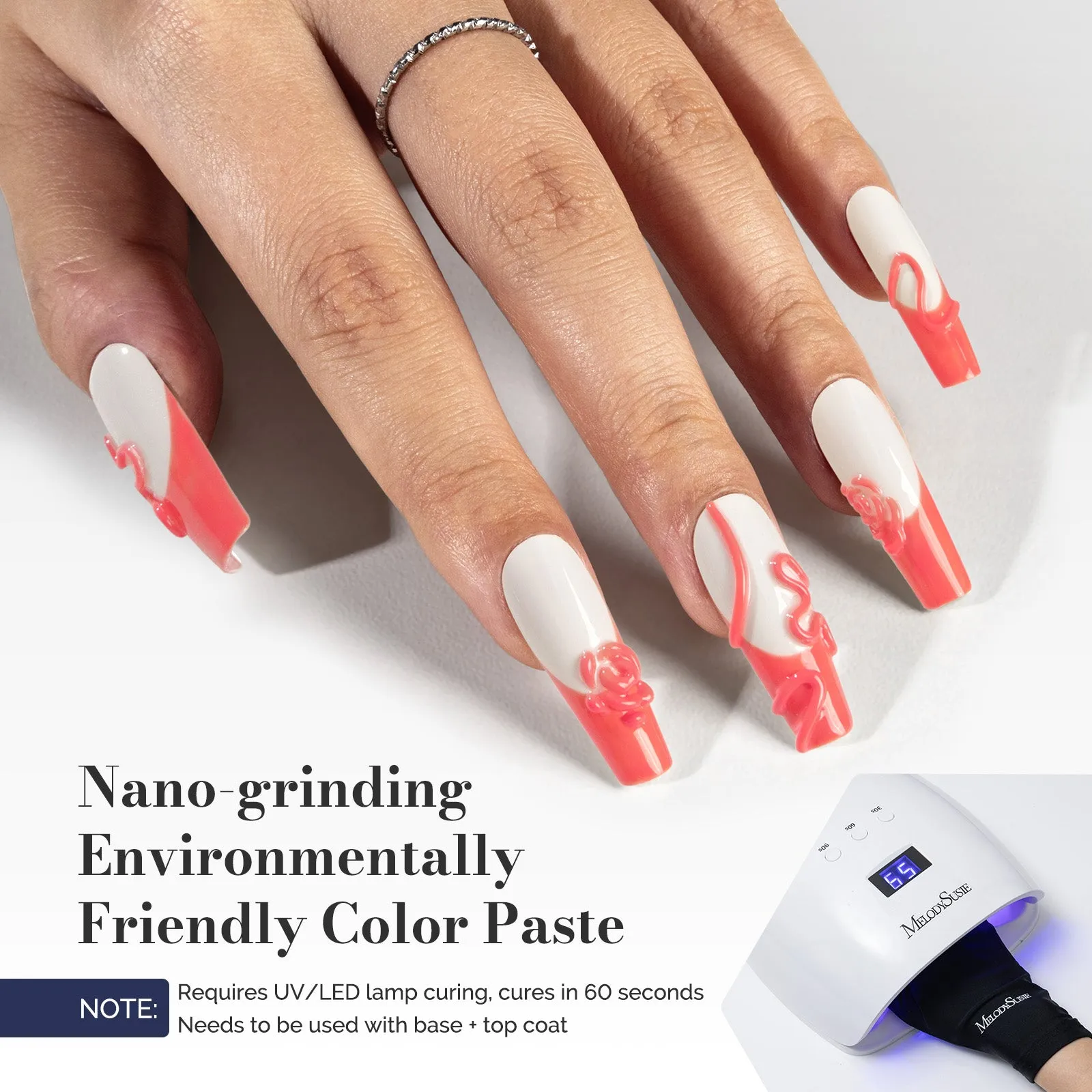 2Pcs Fleurwee Gel Polish - Coral Orange&Milky White-P04 P25