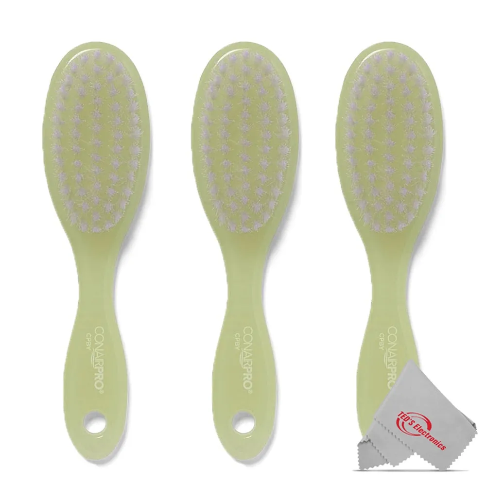 3x Conair Pro Baby Brush Extra Gentle for Little Heads (Yellow)