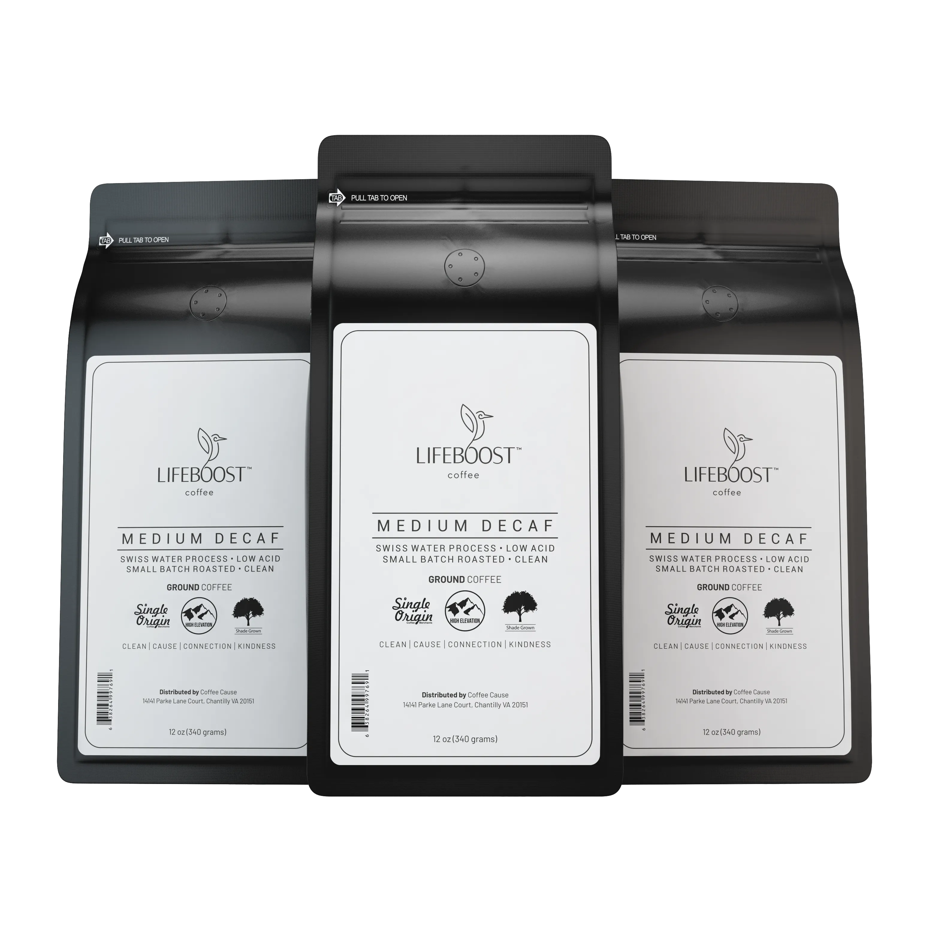 3x Decaf Coffee 12 oz Bag, Single Origin Medium Roast - Healthy Coffee 40% Off