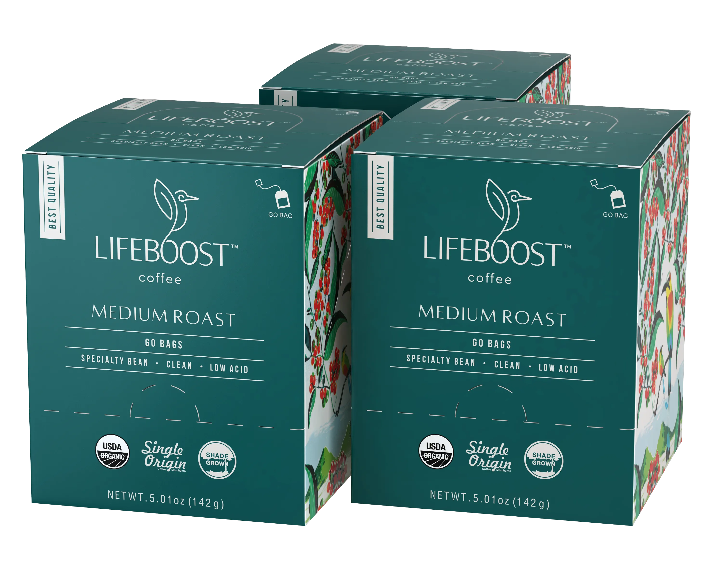 3x Medium Roast Lifeboost Go Bags -(10 bags in each)