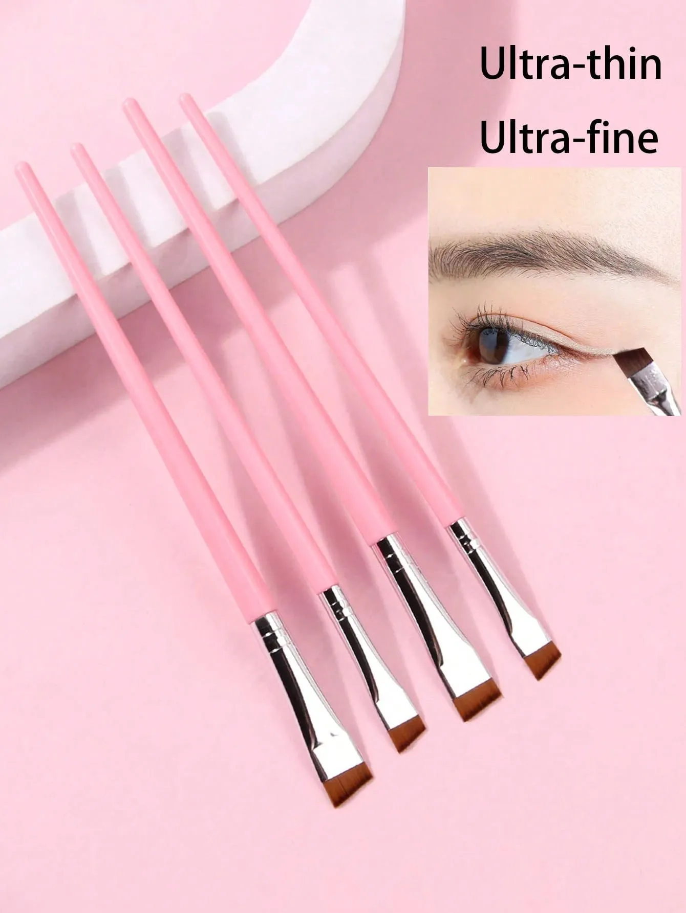 4pcs Upgrade Blade Eyeliner Brushes - Ultra-Thin, Angled, Flat & Eyebrow Brushes - Precise Makeup Tool For Small Details