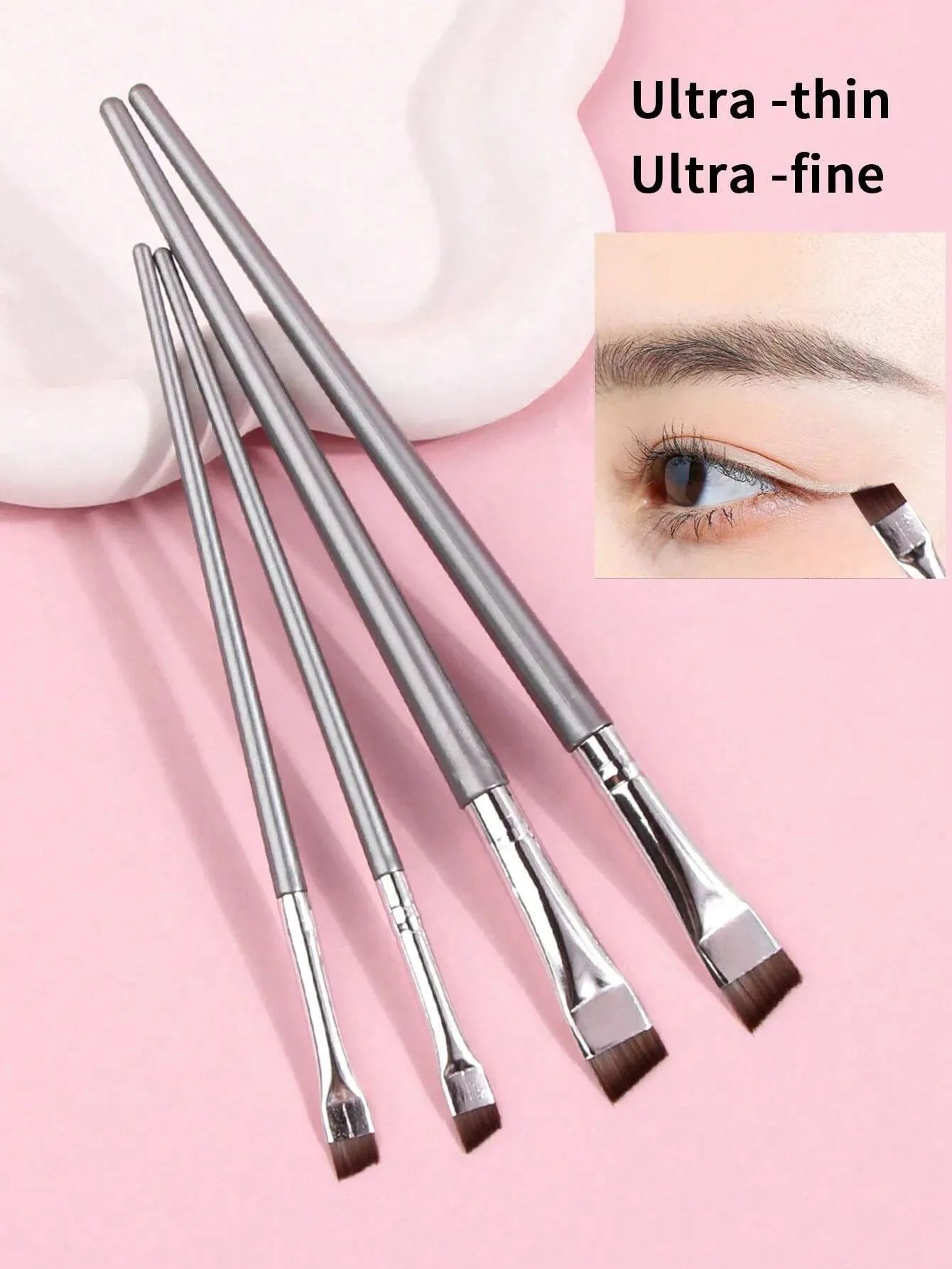 4pcs Upgrade Blade Eyeliner Brushes - Ultra-Thin, Angled, Flat & Eyebrow Brushes - Precise Makeup Tool For Small Details