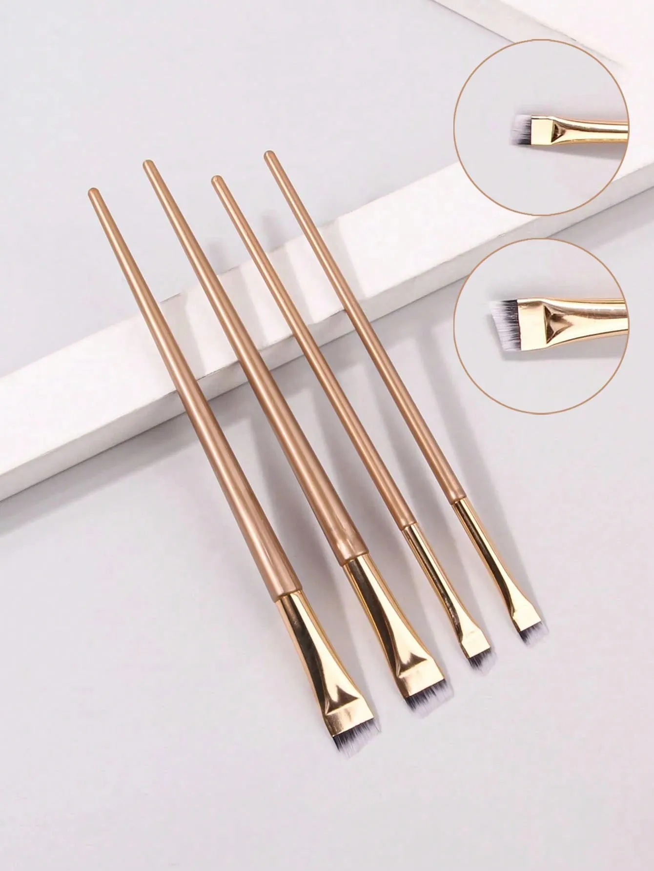 4pcs Upgrade Blade Eyeliner Brushes - Ultra-Thin, Angled, Flat & Eyebrow Brushes - Precise Makeup Tool For Small Details