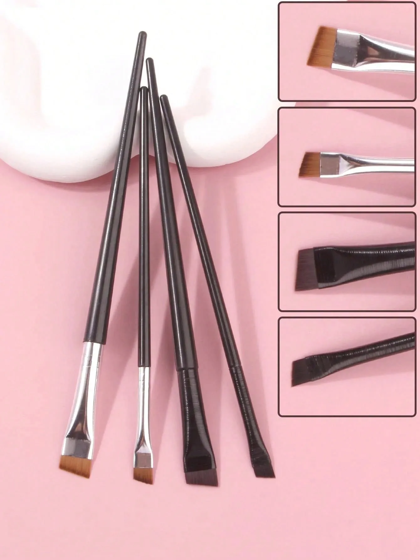 4pcs Upgrade Blade Eyeliner Brushes - Ultra-Thin, Angled, Flat & Eyebrow Brushes - Precise Makeup Tool For Small Details