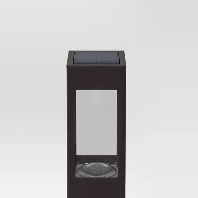 6pk Square Bollard Solar LED Outdoor Path Lights Matte Black - Threshold