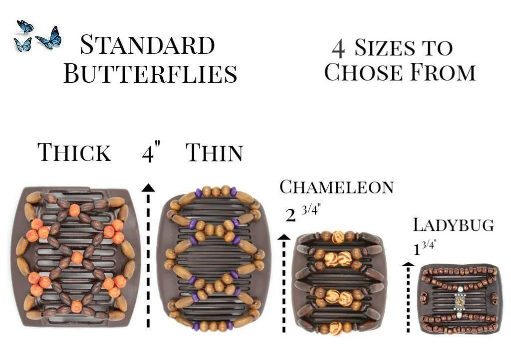 African Butterfly Chameleon Hair Comb - Stones & Bones Black 32