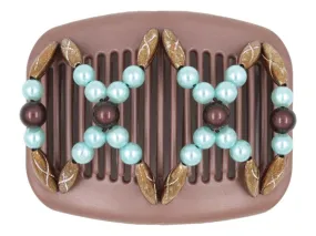 African Butterfly Hair Comb - Dalena Brown Pearl 29