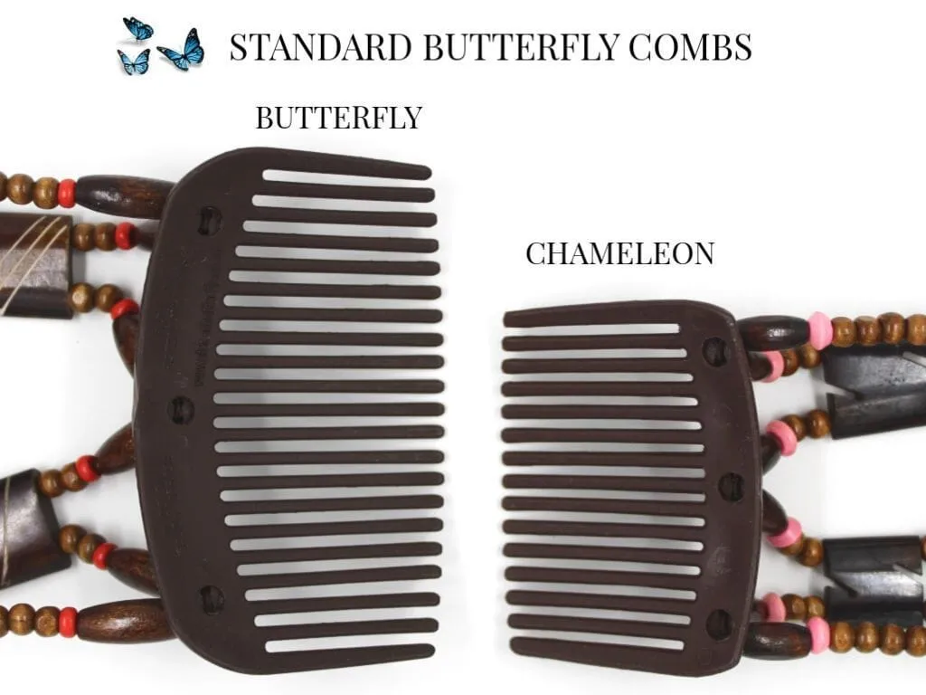 African Butterfly Hair Comb - Dalena Brown Pearl 29