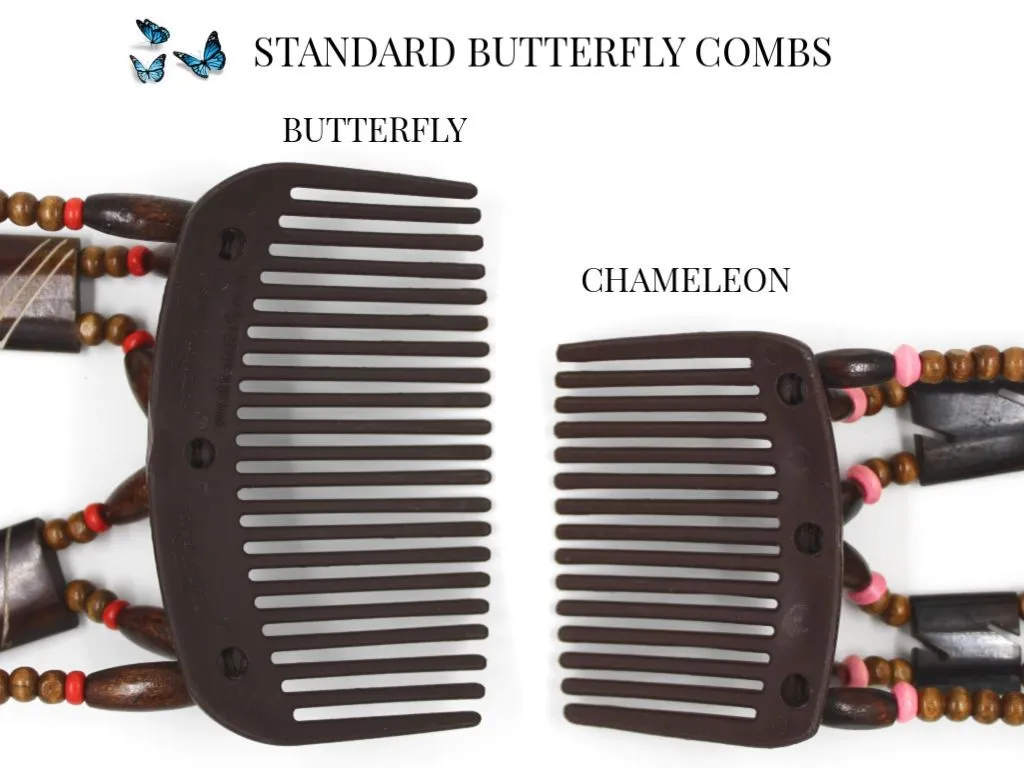 African Butterfly Hair Comb - Ndebele Brown 26