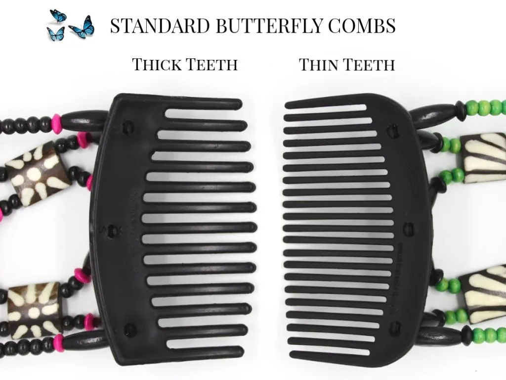 African Butterfly Thick Hair Comb - Dupla Brown 65