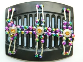 African Butterfly Thick Hair Comb - Flowers Black 14