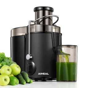 Aiheal 516 Centrifugal Juicer with 3" Wide Mouth, 3 Speed Control, Overload Protection System, Cleaning Brush and Recipe Included, Black