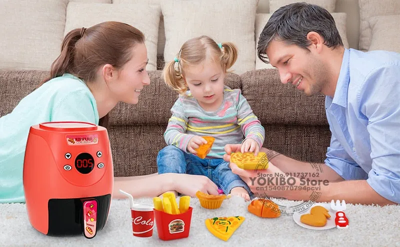 Air Fryer Pretend Play Toys for Kids with Cola Fried Chicken Play Kitchen Toys Kitchen Playset Kitchen Accessory Toys for Girls