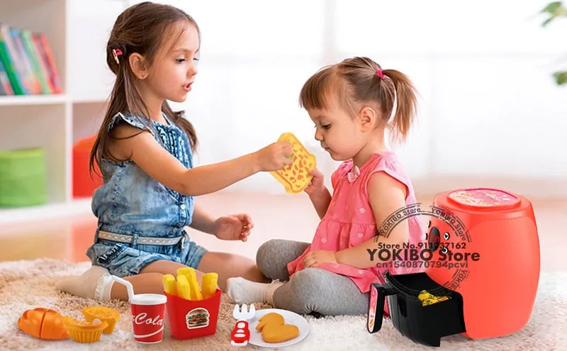 Air Fryer Pretend Play Toys for Kids with Cola Fried Chicken Play Kitchen Toys Kitchen Playset Kitchen Accessory Toys for Girls