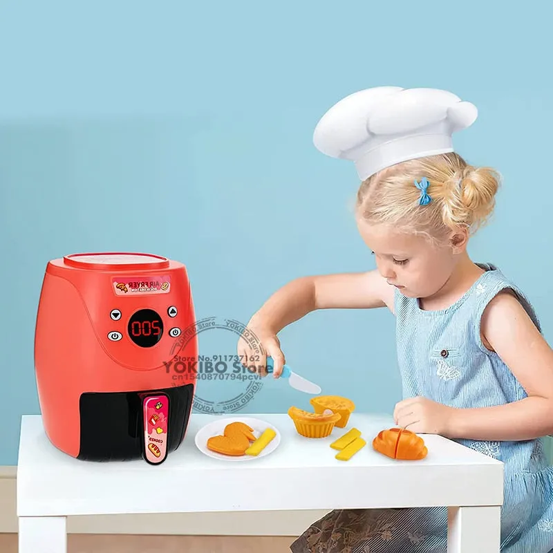 Air Fryer Pretend Play Toys for Kids with Cola Fried Chicken Play Kitchen Toys Kitchen Playset Kitchen Accessory Toys for Girls