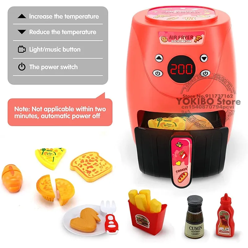 Air Fryer Pretend Play Toys for Kids with Cola Fried Chicken Play Kitchen Toys Kitchen Playset Kitchen Accessory Toys for Girls