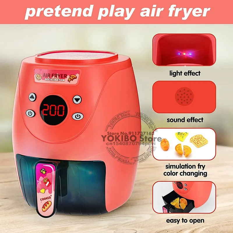 Air Fryer Pretend Play Toys for Kids with Cola Fried Chicken Play Kitchen Toys Kitchen Playset Kitchen Accessory Toys for Girls