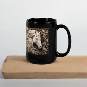 Alabaster Equine Black Glossy Mug