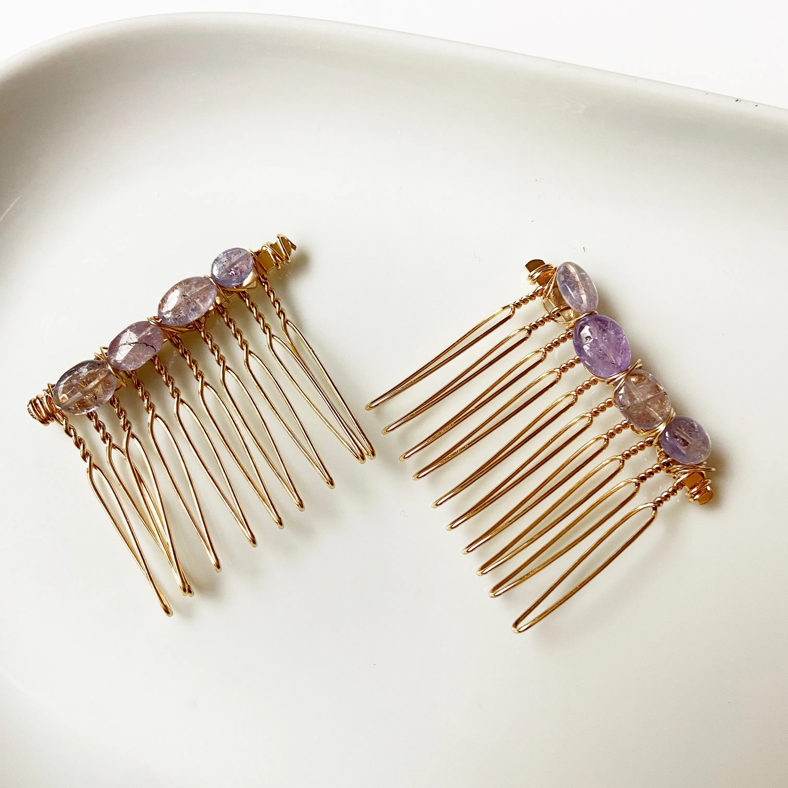 Amethyst mini hair combs