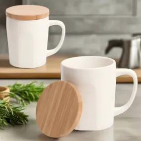 Bamboo Chic Mug with Bamboo Lid - White / Brown