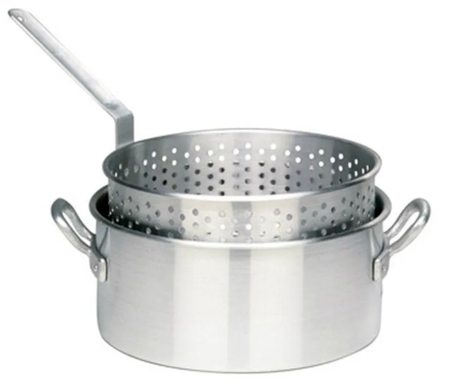 Bayou Classic 4010 Aluminum Deep Fryer Pot with Perforated Basket, 10 Qt