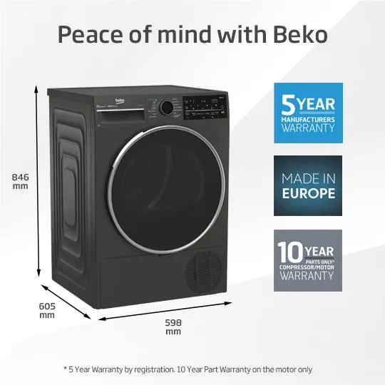 Beko BDPB904HG 9kg Hybrid Heat Pump Dryer (Graphite)