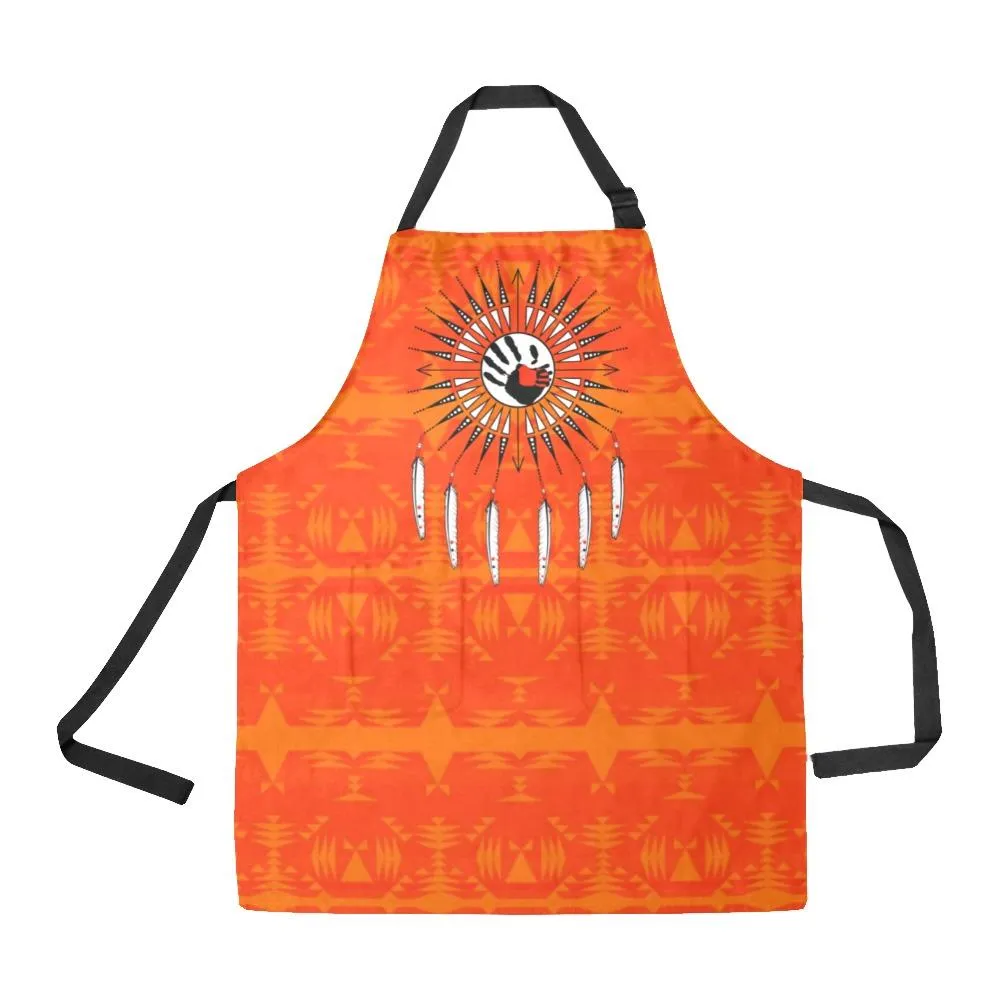 Between the Mountains Orange Feather Directions Apron