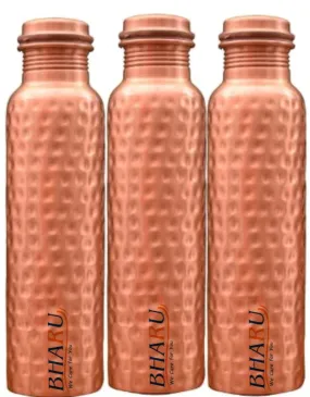 Bharu Hammered Copper Bottle 950 ml- Pack of 3