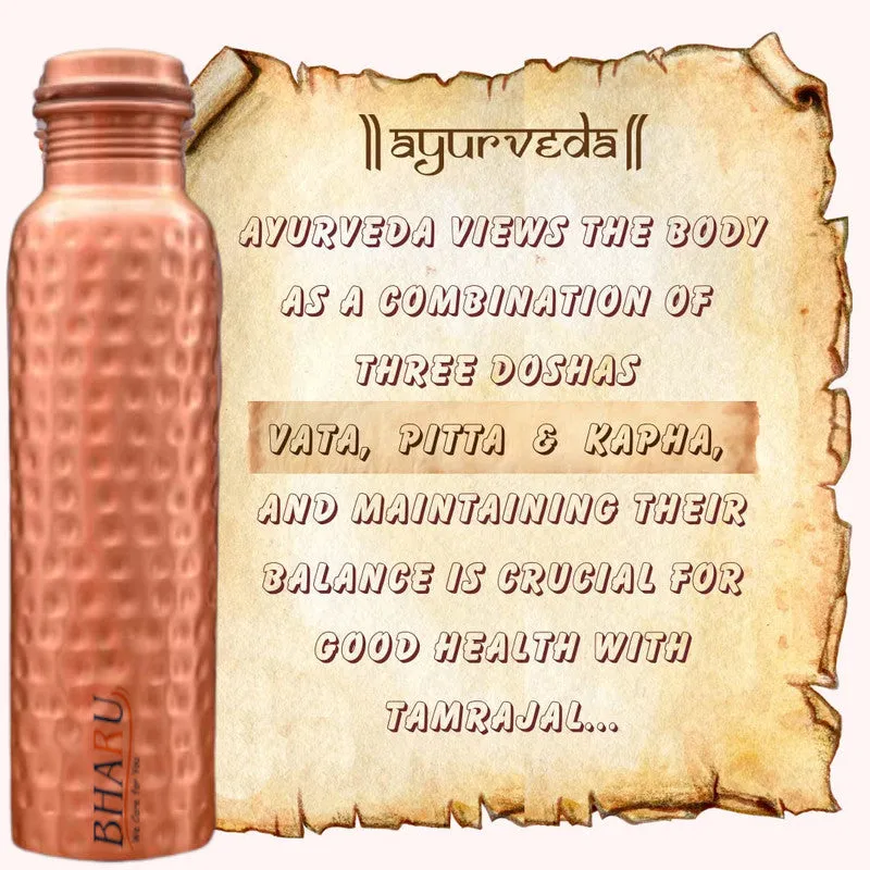 Bharu Hammered Copper Bottle 950 ml- Pack of 3