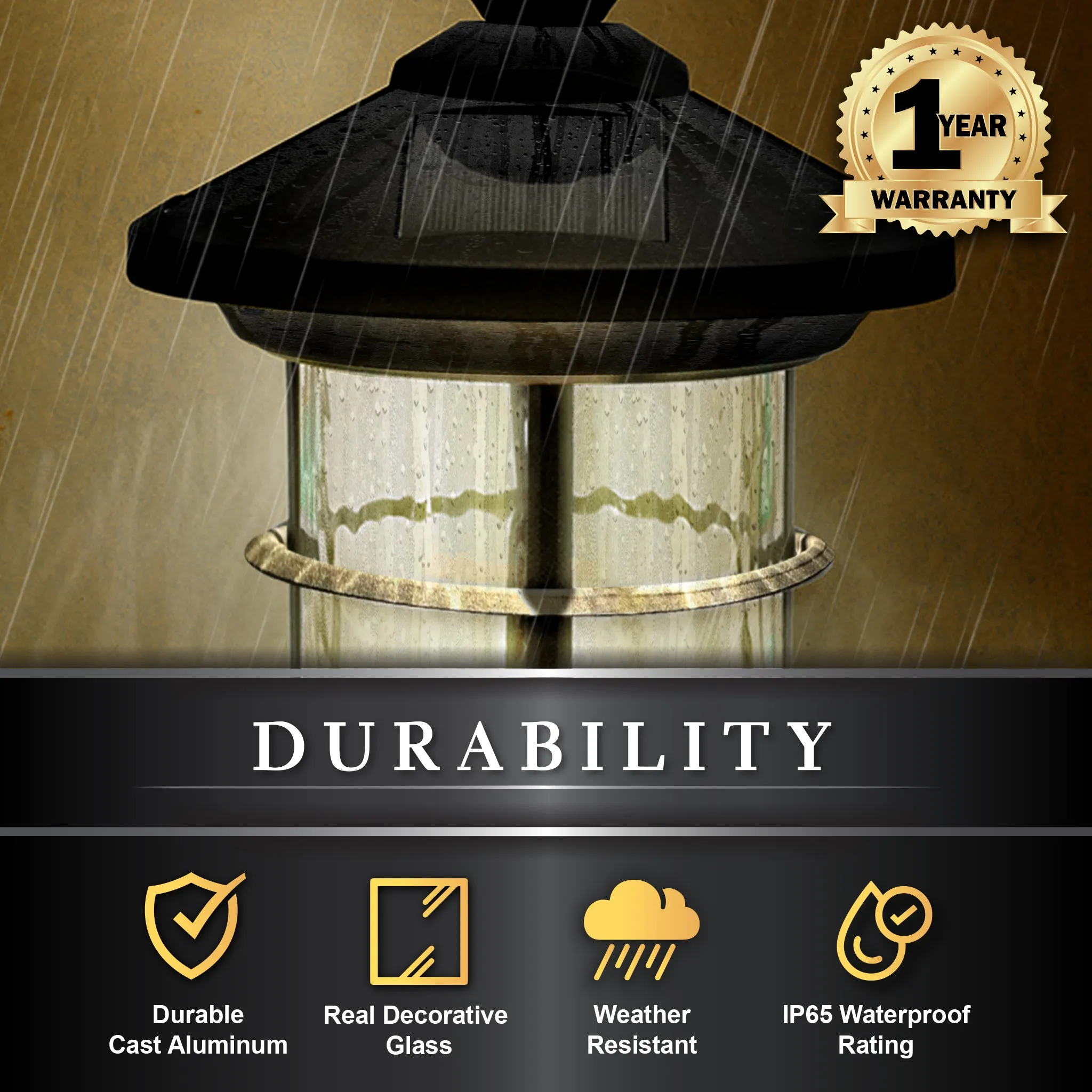 Black Aluminum Hampton Solar Lamp