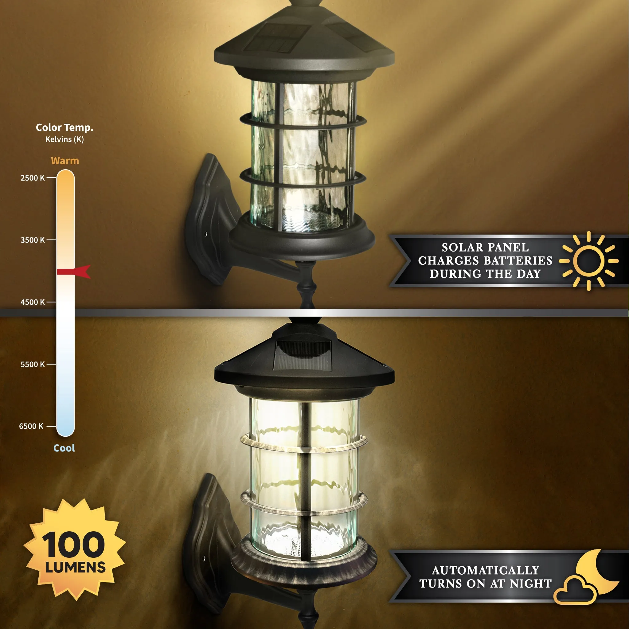 Black Aluminum Hampton Solar Lamp