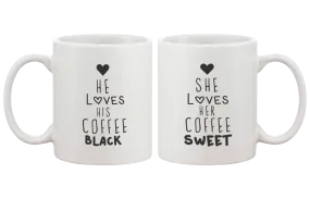 Black Coffee Matching Couple Mugs - His and Hers Matching Coffee Mug Cup