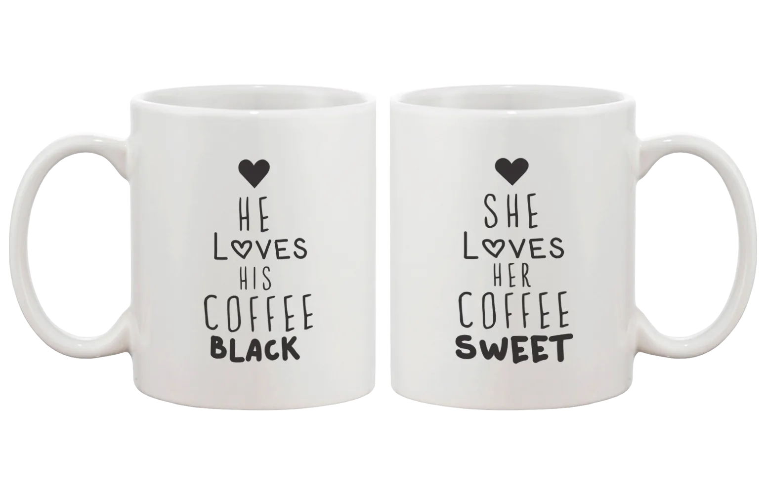 Black Coffee Matching Couple Mugs - His and Hers Matching Coffee Mug Cup