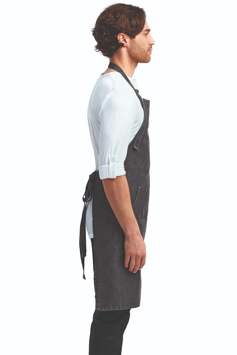 Black Denim Bib Adjustable Apron (4 Pocket Pouch)