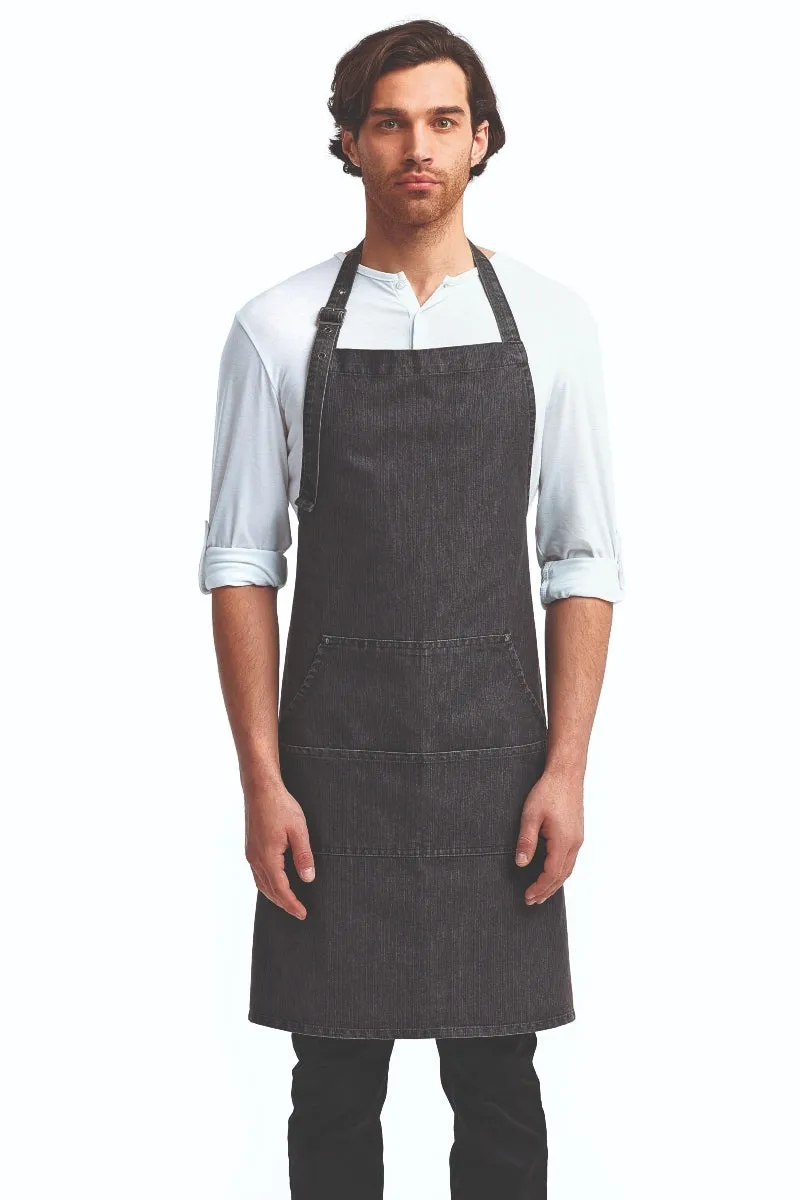 Black Denim Bib Adjustable Apron (4 Pocket Pouch)